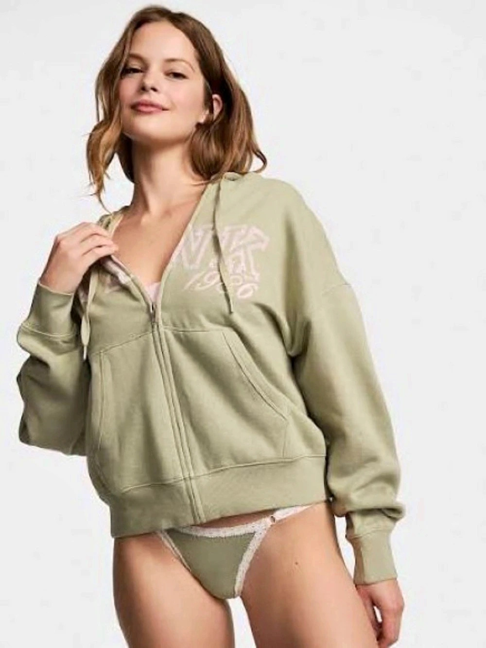 PINK VS Campus Fleece Zip Up Hoodie